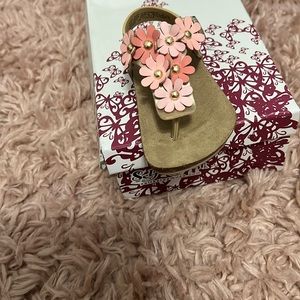 Floral coral sandals